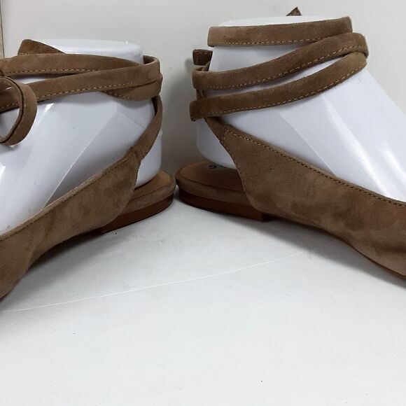 Madewell Women's April Ankle Wrap Flat Suede Leather Taupe Lace Up Flats Us9,5 - Picture 8 of 14